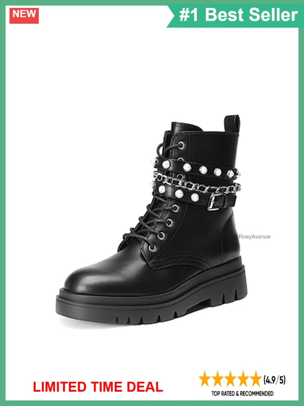 Women's Combat Boots Lace Up Ankle Booties Chunky Lug Sole